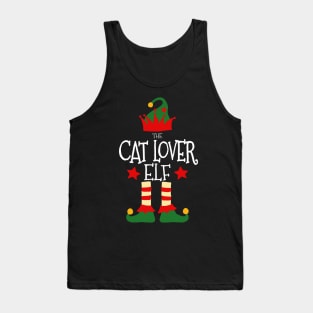 Cat Lover Elf Matching Family Group Christmas Party Pajamas Tank Top